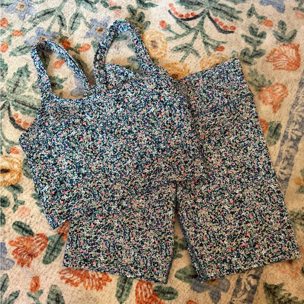 Floral Print Tank Top and Shorts Set